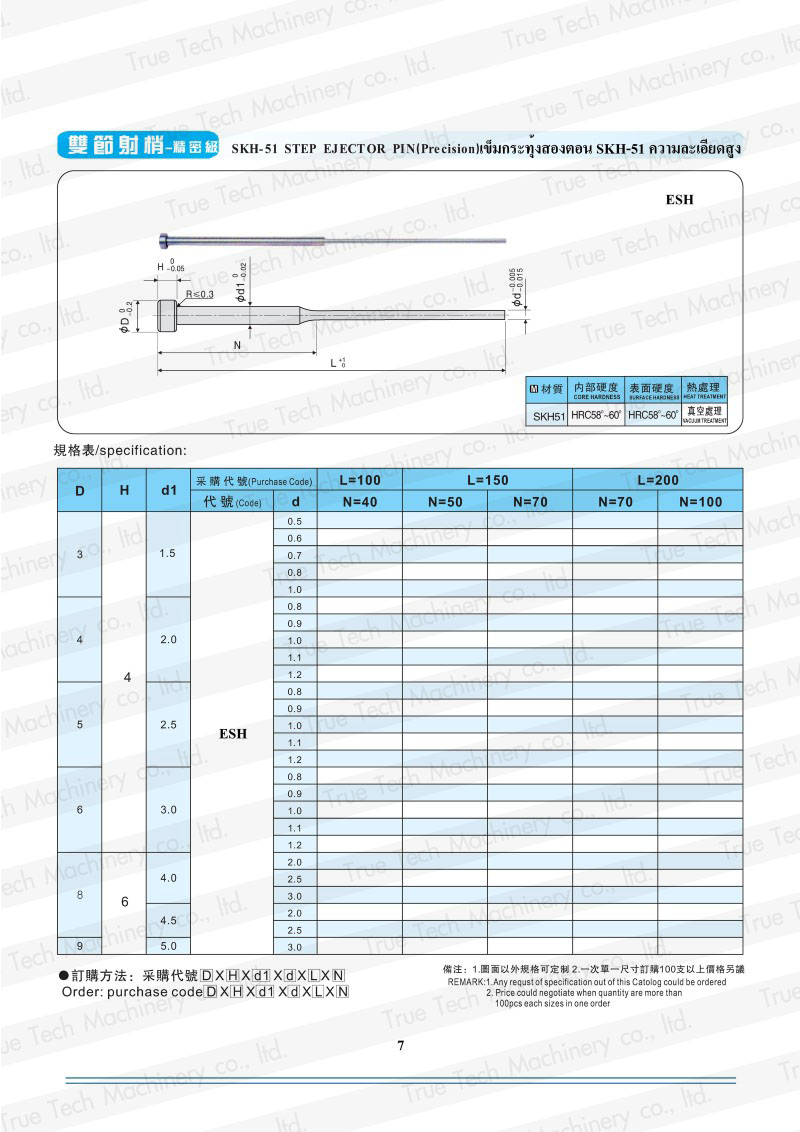 SKH-51 STEP EJECTOR PIN (Precision) เข็มกระทุ้งสองตอน SKH-51 ความละเอียดสูง